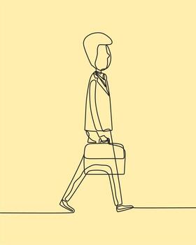 continuous line drawing on business man vector