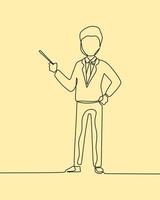 continuous line drawing on business man vector