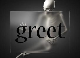 greet word on glass and skeleton photo