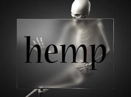 hemp word on glass and skeleton photo