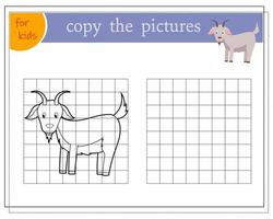 Copy the picture, educational games for children, cartoon baby goat. vector