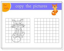 Copy the picture, educational games for children, cartoon cat. vector