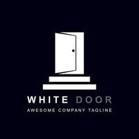 diseño del logotipo de la empresa de hostelería con objeto de puerta blanca vector