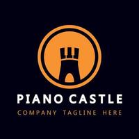 logo de empresa creativa una mezcla de castillo y piano vector