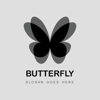 diseño de logotipo con forma de mariposa negra y gris vector