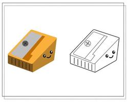 Coloring book for kids. Color in the pattern of a cute cartoon pencil sharpener. vector