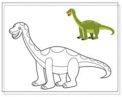 Coloring book for kids, cute cartoon dinosaur