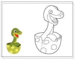 Coloring book for kids, cute cartoon dinosaur