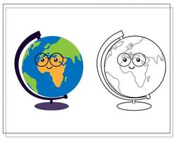 Coloring book for kids. Color a cute cartoon globe based on the pattern. vector