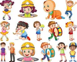 Happy children in different actions vector