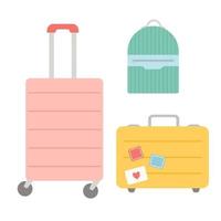 Summer bag, set of suitcases in flat design, vector illustration