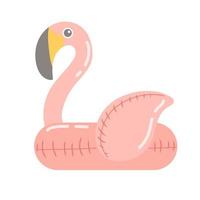 Summer rubber ring pink flamingo in flat design, vector illustration
