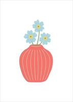 Flower in vase, simple flat design vector illustration