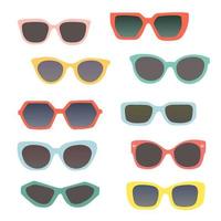 conjunto de verano con diferentes gafas de sol, ilustración vectorial vector