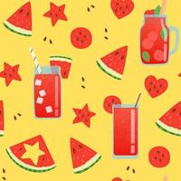 Watermelon summer seamless pattern, flat design vector illustration