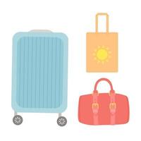 Summer bag, set of suitcases in flat design, vector illustration