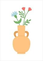 Flower in vase, simple flat design vector illustration