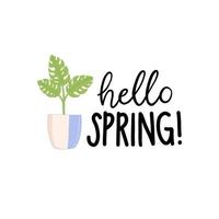 Hello spring set, flat design vector illustration