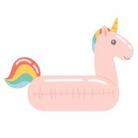 Summer rubber ring pink unicorn in flat design, vector illustration