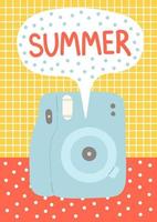 Hello summer colorful postcard, flat design vector illustration