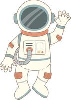 Cute astronaut waving his hand, cartoon vector