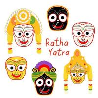 Ratha Yatra holiday celebration for Lord Jagannath, Balabhadra and Subhadra. Vector illustration