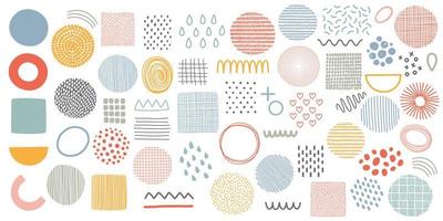 Geometric elements set with different abstract objects, vector illustration