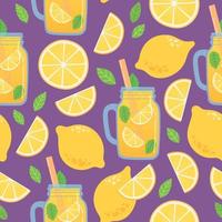 Lemon and lemonade seamless pattern, vector illustration