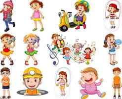 Happy children in different actions vector