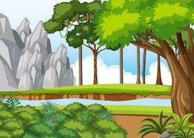 escena de la naturaleza con árboles y campos vector