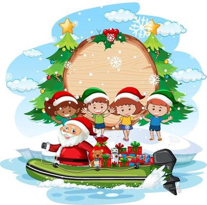 Empty banner with Children in Christmas theme