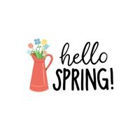 Hello spring set, flat design vector illustration