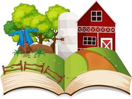 Farm scene in a book vector