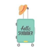 Hello summer baggage, travel elements, accessories, vector illustration