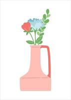 Flower in vase, simple flat design vector illustration