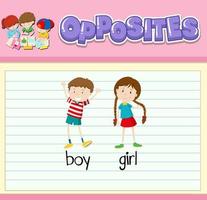 Education word card of English opposites word vector