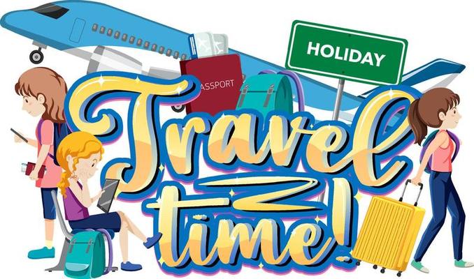 Travel time hand drawn lettering logo