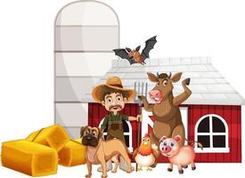 Farming theme with many animals vector