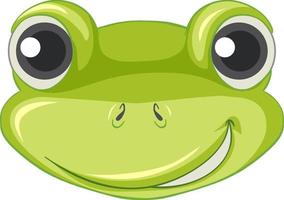 Cartoon face of green frog vector