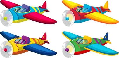 Cute colourful airplane set on white background vector