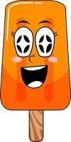 Orange flavor popsicle with happy face vector
