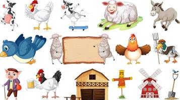 Barn and many farm animals vector