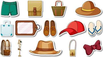 Sticker set of clothes and accessories vector