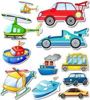 Sticker set of different vehicles vector