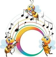 Bees music band with empty banner vector