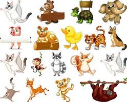 Set of animal cartoon character vector