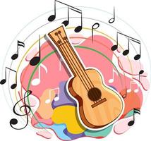 Guitar music instrument and music melody symbols vector