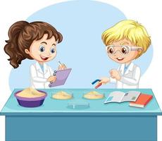 Scientist kids doing science experiment vector