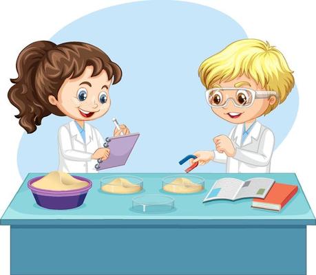 Scientist kids doing science experiment