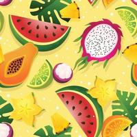 colorido, tropical, fruta, seamless, patrón vector